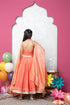 floral orange lehenga